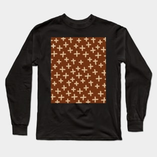 Mudcloth Lines Pattern Minimalist  Abstract  Terracotta  Boho  Pattern Long Sleeve T-Shirt